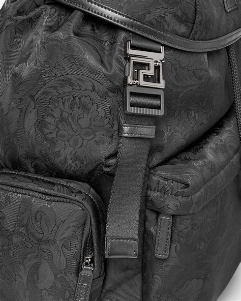 Versace: Black Neo Nylon Jacquard Backpack 